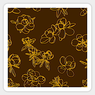 Magnolia Sketch Repeat Gold on Dark Brown 5748 Sticker